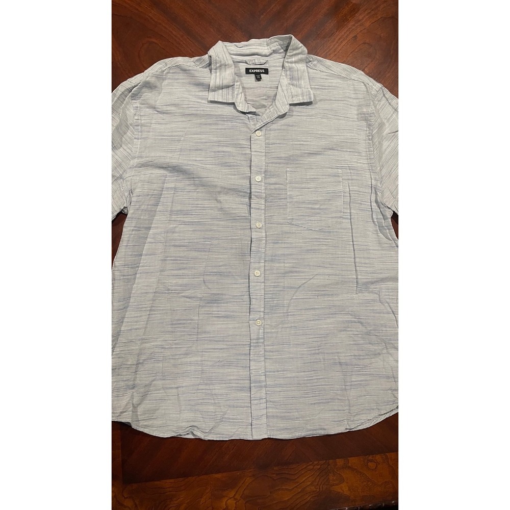 Express Mens button down‎ short sleeve shirt light blue size xxl